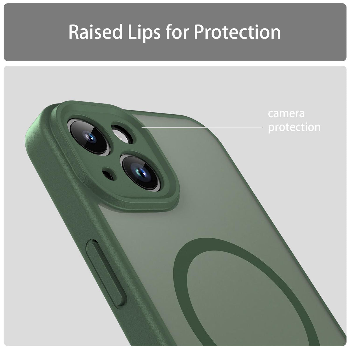 For iPhone 14 Fanying Series Precision Camera Hole PC Hybrid TPU Translucent Frosted Magnetic Phone Case - Olive Green - EDA009893304D
