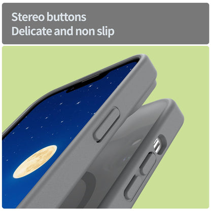 For iPhone 14 Fanying Series Precision Camera Hole PC Hybrid TPU Translucent Frosted Magnetic Phone Case - Silver Grey - EDA009893304F