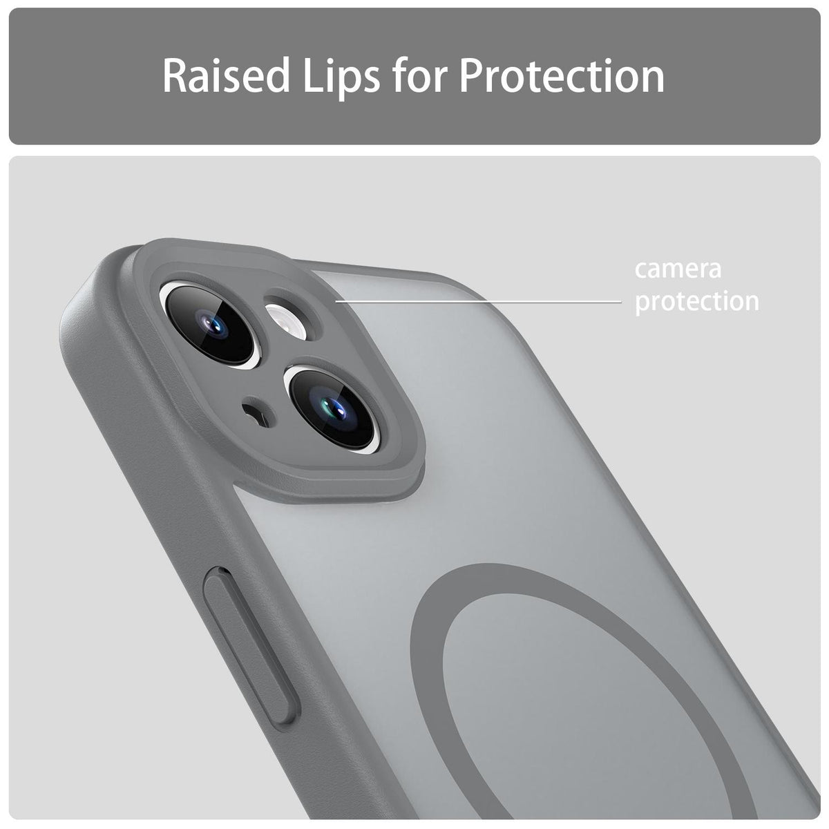 For iPhone 14 Fanying Series Precision Camera Hole PC Hybrid TPU Translucent Frosted Magnetic Phone Case - Silver Grey - EDA009893304F