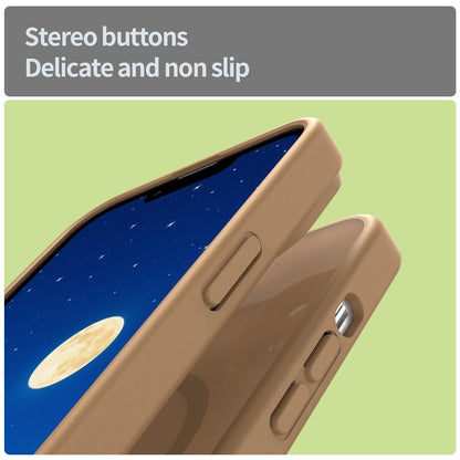 For iPhone 14 Fanying Series Precision Camera Hole PC Hybrid TPU Translucent Frosted Magnetic Phone Case - Desert Gold - EDA009893304G