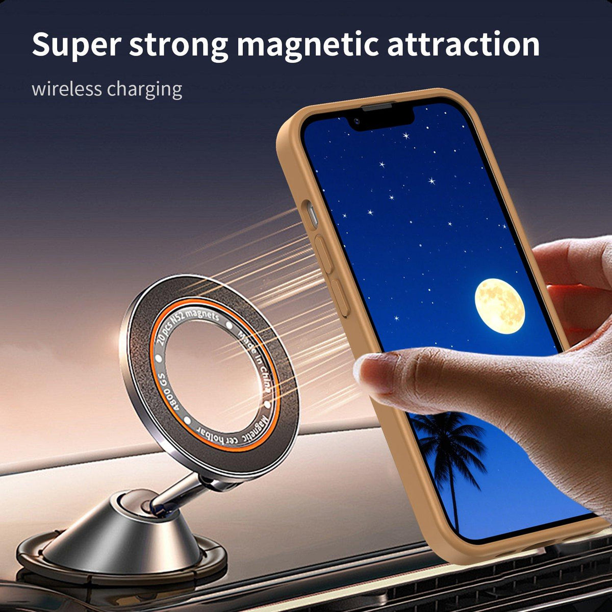For iPhone 14 Fanying Series Precision Camera Hole PC Hybrid TPU Translucent Frosted Magnetic Phone Case - Desert Gold - EDA009893304G
