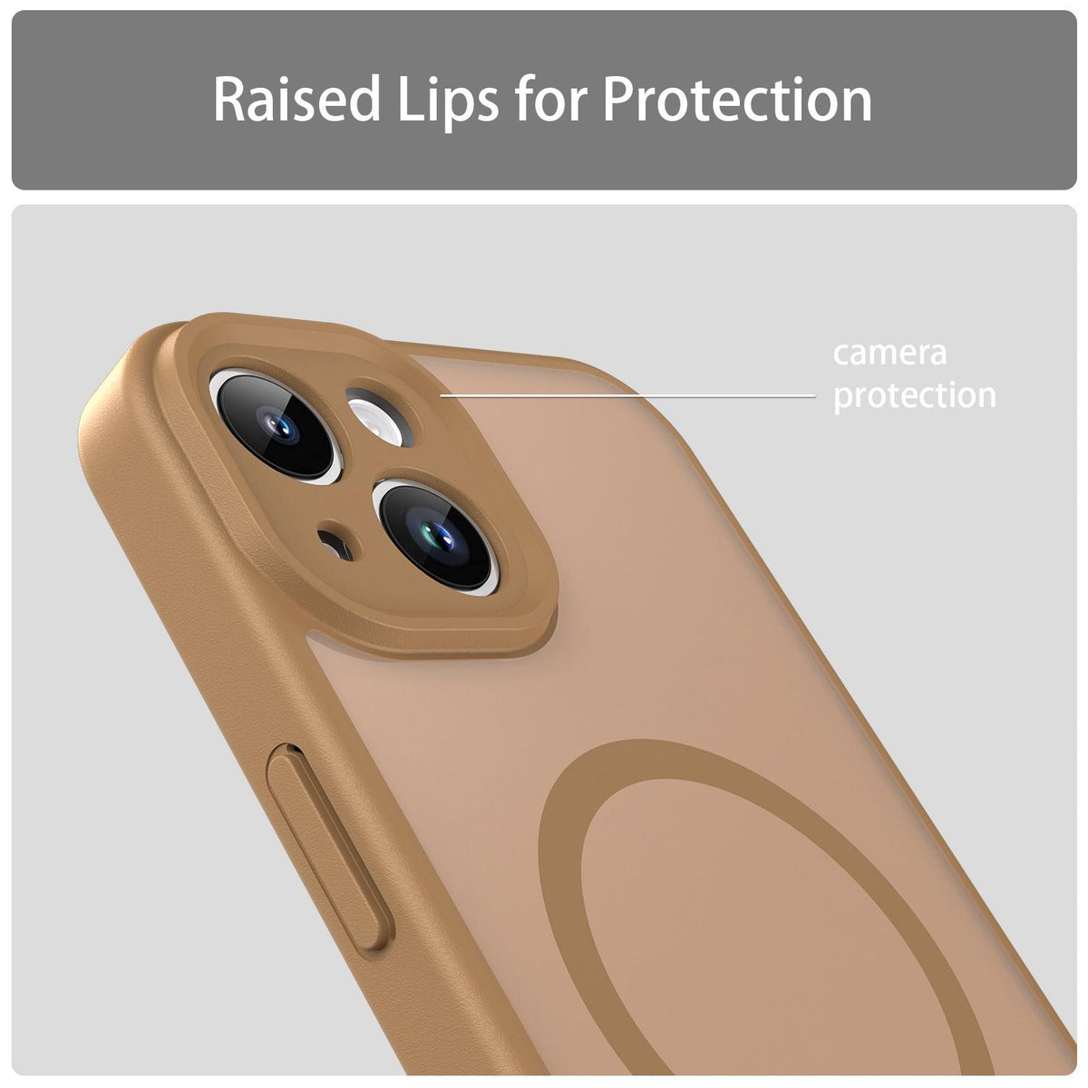 For iPhone 14 Fanying Series Precision Camera Hole PC Hybrid TPU Translucent Frosted Magnetic Phone Case - Desert Gold - EDA009893304G