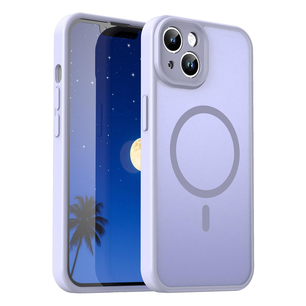 For iPhone 14 Fanying Series Precision Camera Hole PC Hybrid TPU Translucent Frosted Magnetic Phone Case - Lavender - EDA009893304H
