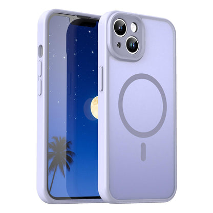 For iPhone 14 Fanying Series Precision Camera Hole PC Hybrid TPU Translucent Frosted Magnetic Phone Case - Lavender - EDA009893304H