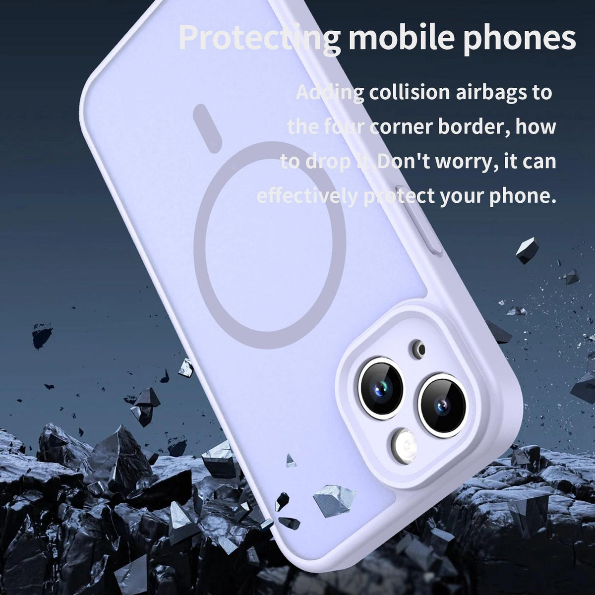 For iPhone 14 Fanying Series Precision Camera Hole PC Hybrid TPU Translucent Frosted Magnetic Phone Case - Lavender - EDA009893304H