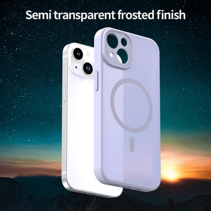 For iPhone 14 Fanying Series Precision Camera Hole PC Hybrid TPU Translucent Frosted Magnetic Phone Case - Lavender - EDA009893304H