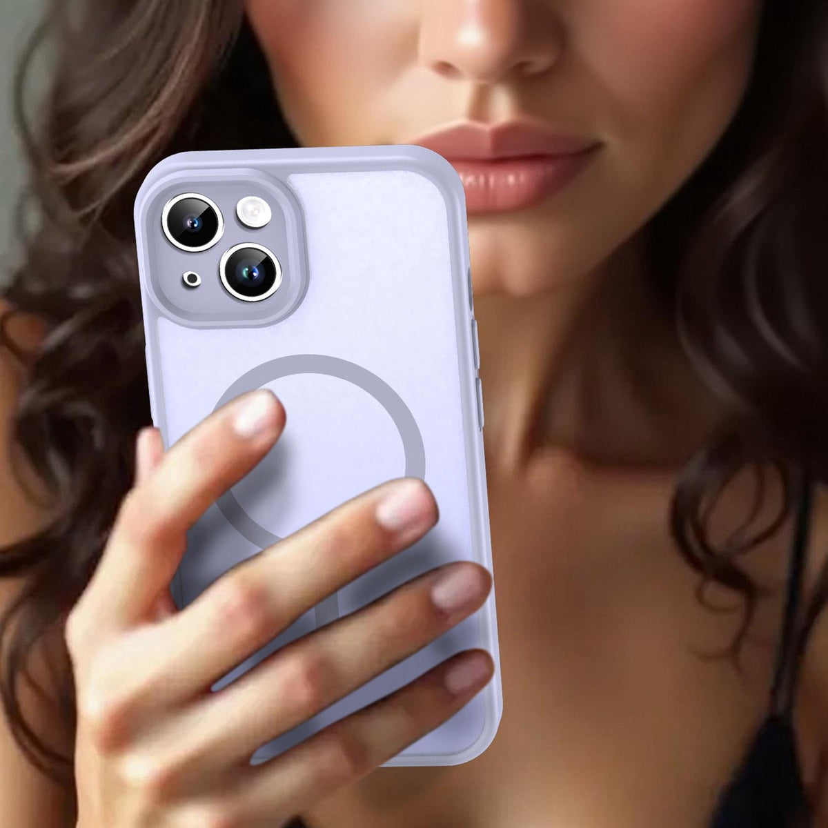 For iPhone 14 Fanying Series Precision Camera Hole PC Hybrid TPU Translucent Frosted Magnetic Phone Case - Lavender - EDA009893304H