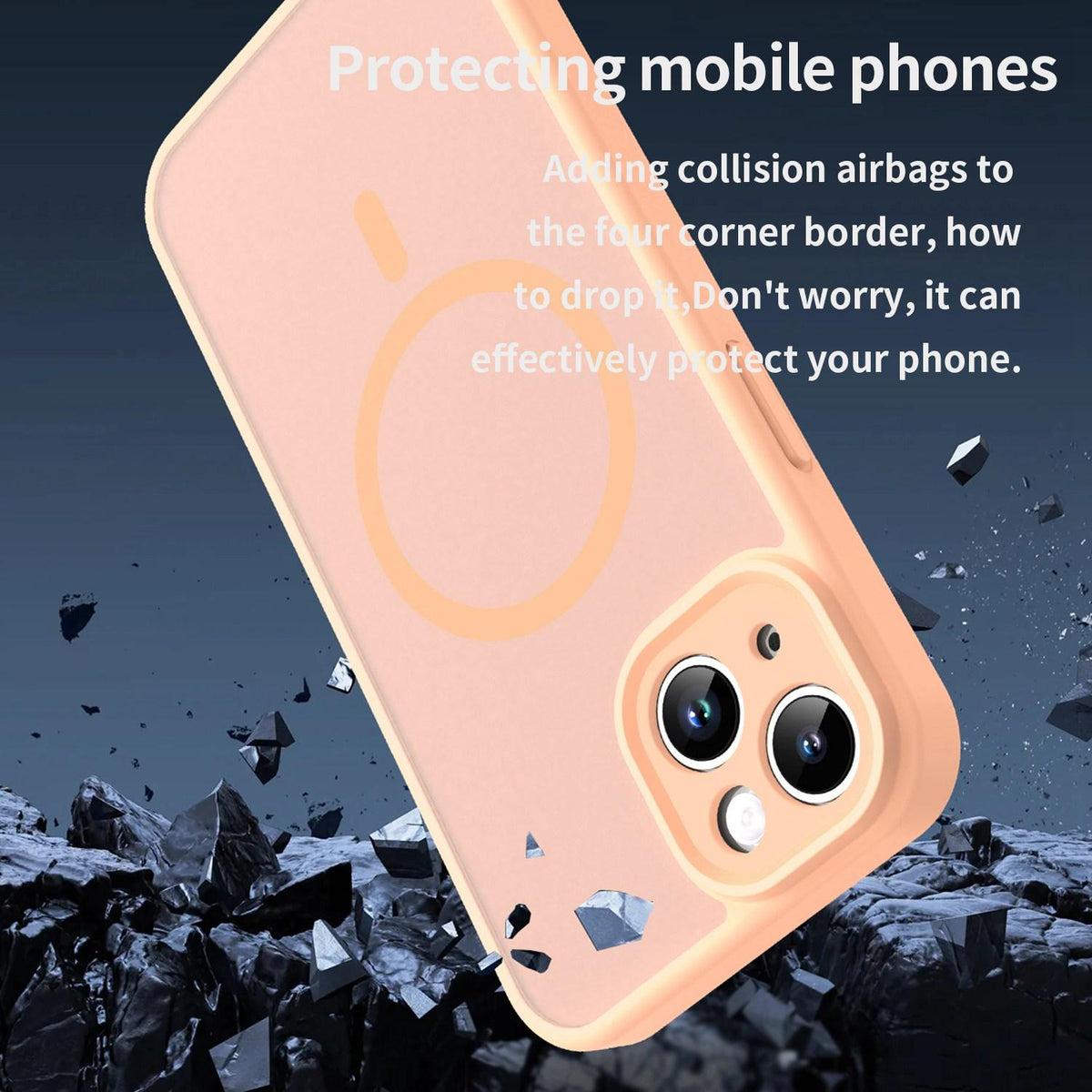 For iPhone 14 Fanying Series Precision Camera Hole PC Hybrid TPU Translucent Frosted Magnetic Phone Case - Rouge Powder - EDA009893304I