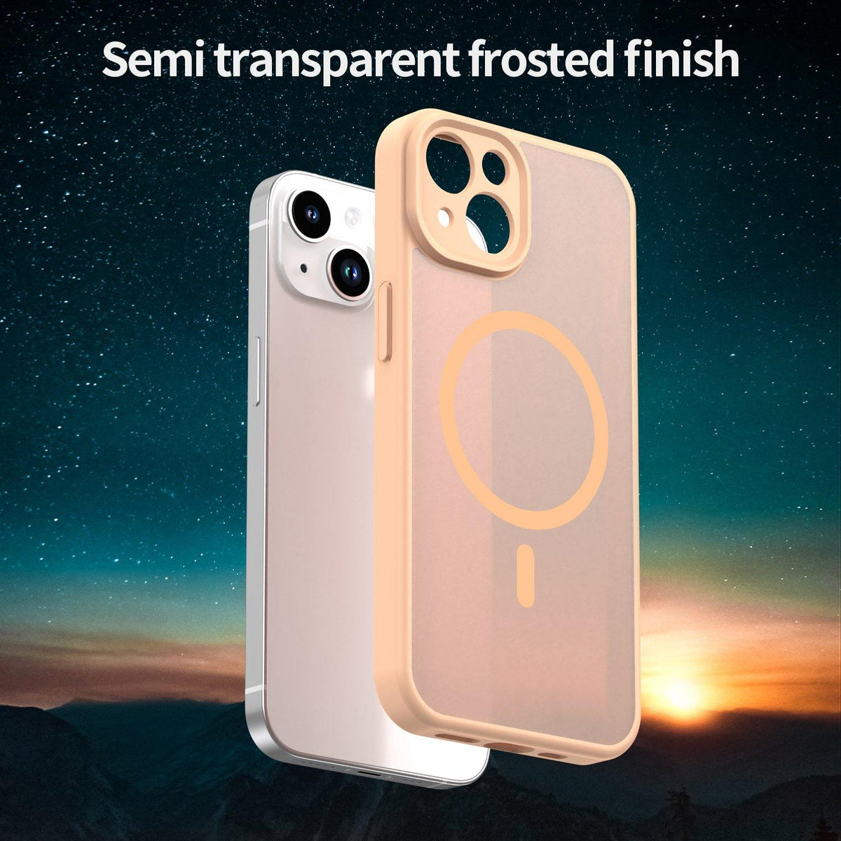 For iPhone 14 Fanying Series Precision Camera Hole PC Hybrid TPU Translucent Frosted Magnetic Phone Case - Rouge Powder - EDA009893304I