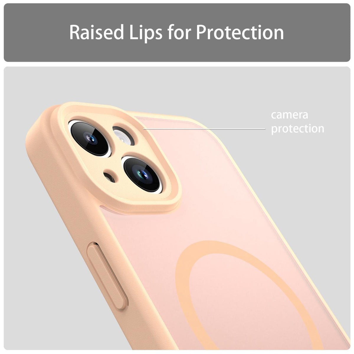 For iPhone 14 Fanying Series Precision Camera Hole PC Hybrid TPU Translucent Frosted Magnetic Phone Case - Rouge Powder - EDA009893304I