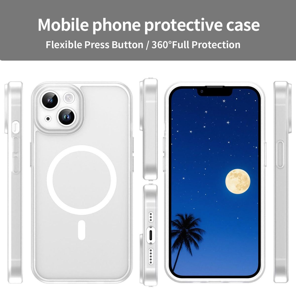 For iPhone 14 Fanying Series Precision Camera Hole PC Hybrid TPU Translucent Frosted Magnetic Phone Case - Matte White - EDA009893304J
