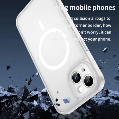 For iPhone 14 Fanying Series Precision Camera Hole PC Hybrid TPU Translucent Frosted Magnetic Phone Case - Matte White - EDA009893304J