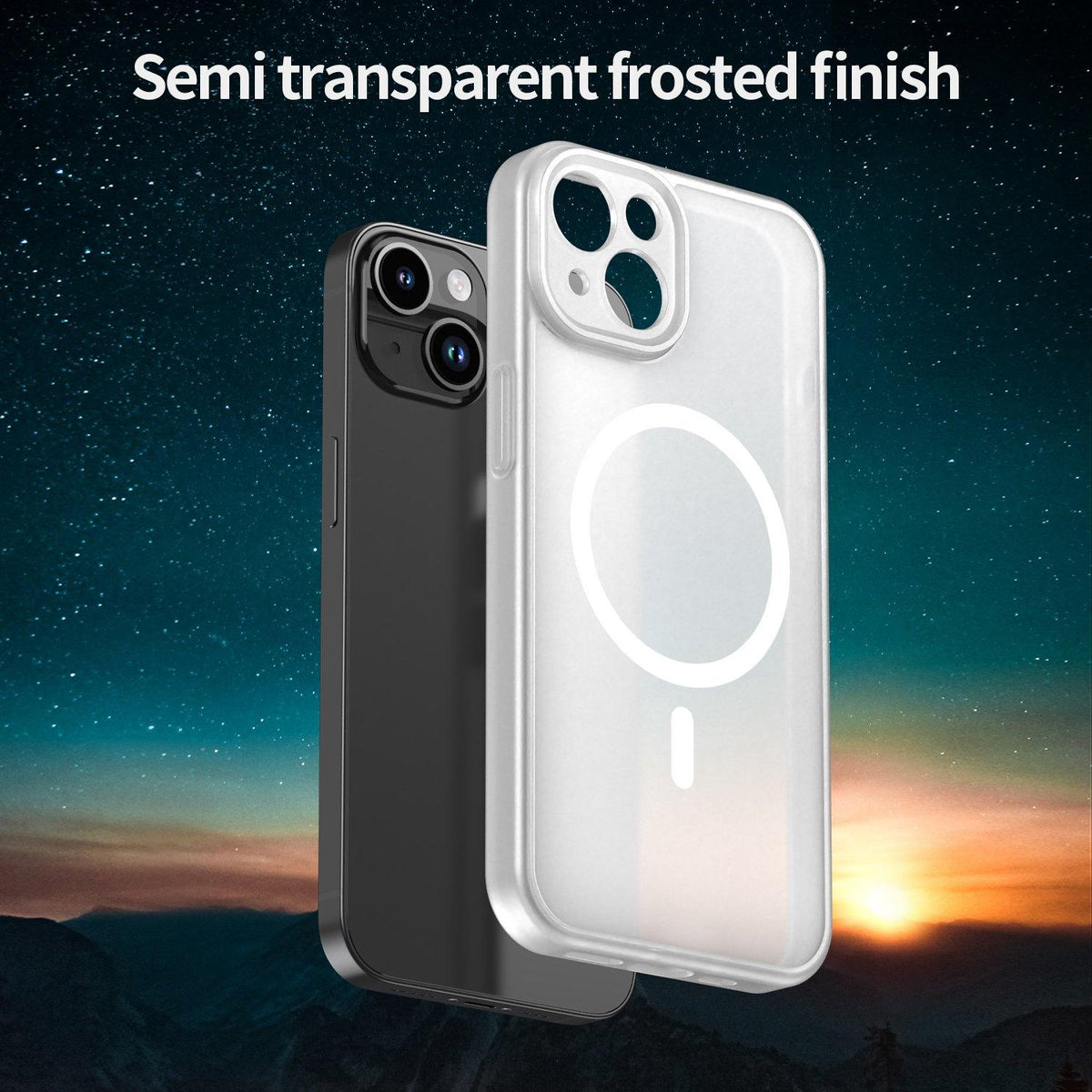 For iPhone 14 Fanying Series Precision Camera Hole PC Hybrid TPU Translucent Frosted Magnetic Phone Case - Matte White - EDA009893304J