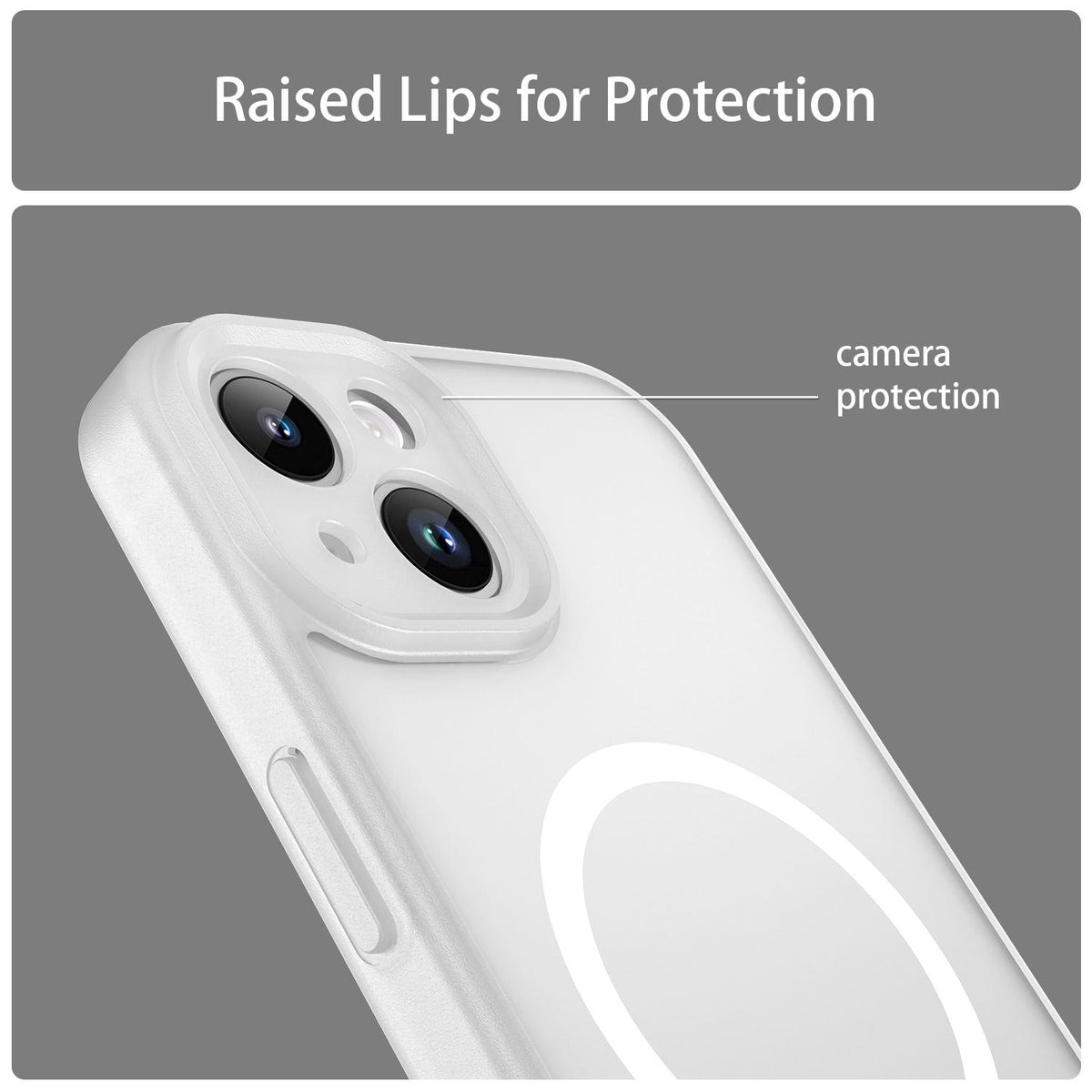 For iPhone 14 Fanying Series Precision Camera Hole PC Hybrid TPU Translucent Frosted Magnetic Phone Case - Matte White - EDA009893304J