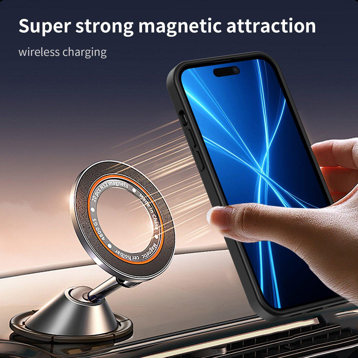 For iPhone 14 Plus Fanying Series Precision Camera Hole PC Hybrid TPU Translucent Frosted Magnetic Phone Case - Translucent Black - EDA009893305A