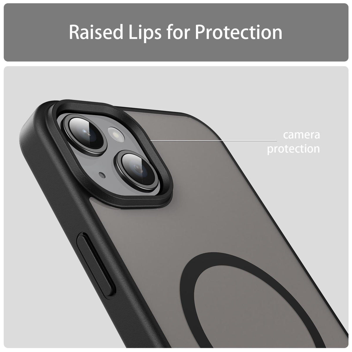 For iPhone 14 Plus Fanying Series Precision Camera Hole PC Hybrid TPU Translucent Frosted Magnetic Phone Case - Translucent Black - EDA009893305A