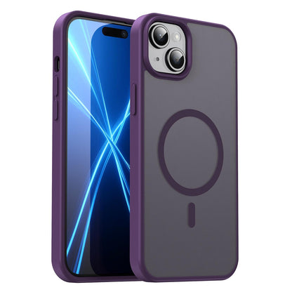 For iPhone 14 Plus Fanying Series Precision Camera Hole PC Hybrid TPU Translucent Frosted Magnetic Phone Case - Crystal Purple - EDA009893305B