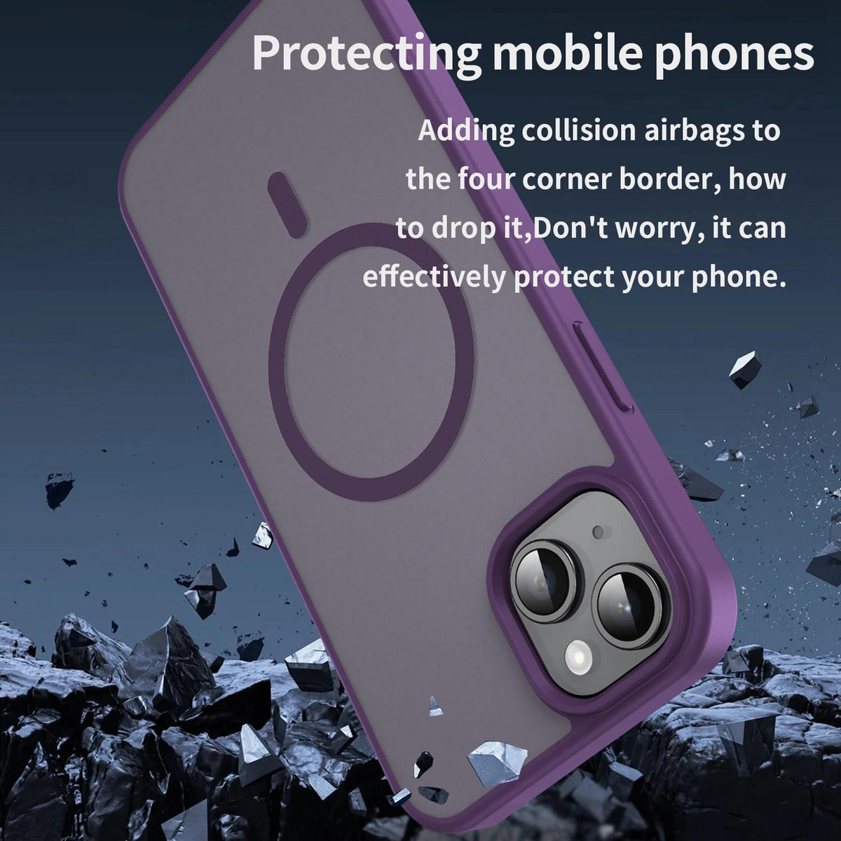 For iPhone 14 Plus Fanying Series Precision Camera Hole PC Hybrid TPU Translucent Frosted Magnetic Phone Case - Crystal Purple - EDA009893305B