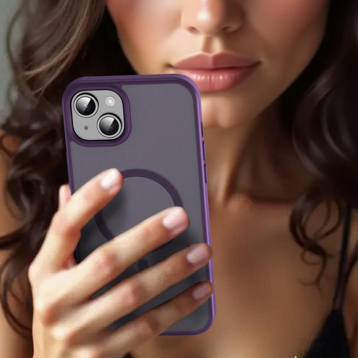 For iPhone 14 Plus Fanying Series Precision Camera Hole PC Hybrid TPU Translucent Frosted Magnetic Phone Case - Crystal Purple - EDA009893305B