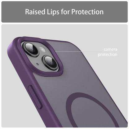 For iPhone 14 Plus Fanying Series Precision Camera Hole PC Hybrid TPU Translucent Frosted Magnetic Phone Case - Crystal Purple - EDA009893305B