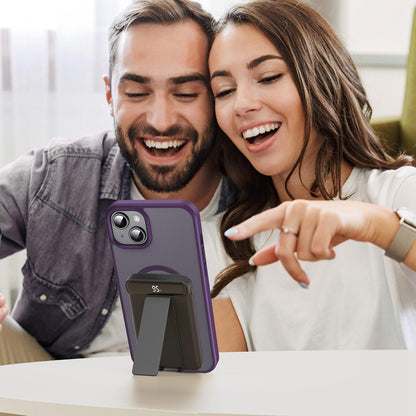 For iPhone 14 Plus Fanying Series Precision Camera Hole PC Hybrid TPU Translucent Frosted Magnetic Phone Case - Crystal Purple - EDA009893305B