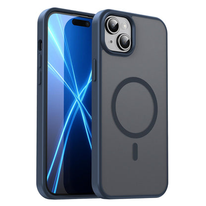For iPhone 14 Plus Fanying Series Precision Camera Hole PC Hybrid TPU Translucent Frosted Magnetic Phone Case - Cyan Blue - EDA009893305C