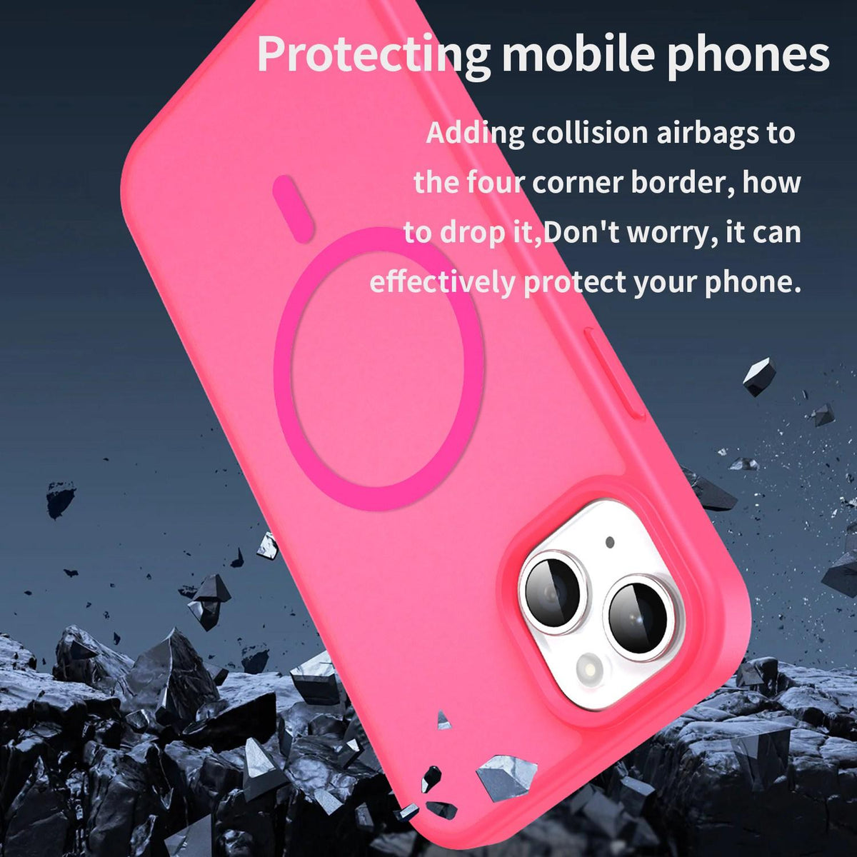 For iPhone 14 Plus Fanying Series Precision Camera Hole PC Hybrid TPU Translucent Frosted Magnetic Phone Case - Rose Red - EDA009893305E