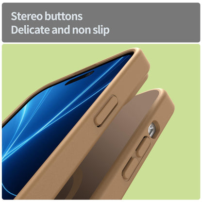 For iPhone 14 Plus Fanying Series Precision Camera Hole PC Hybrid TPU Translucent Frosted Magnetic Phone Case - Desert Gold - EDA009893305G