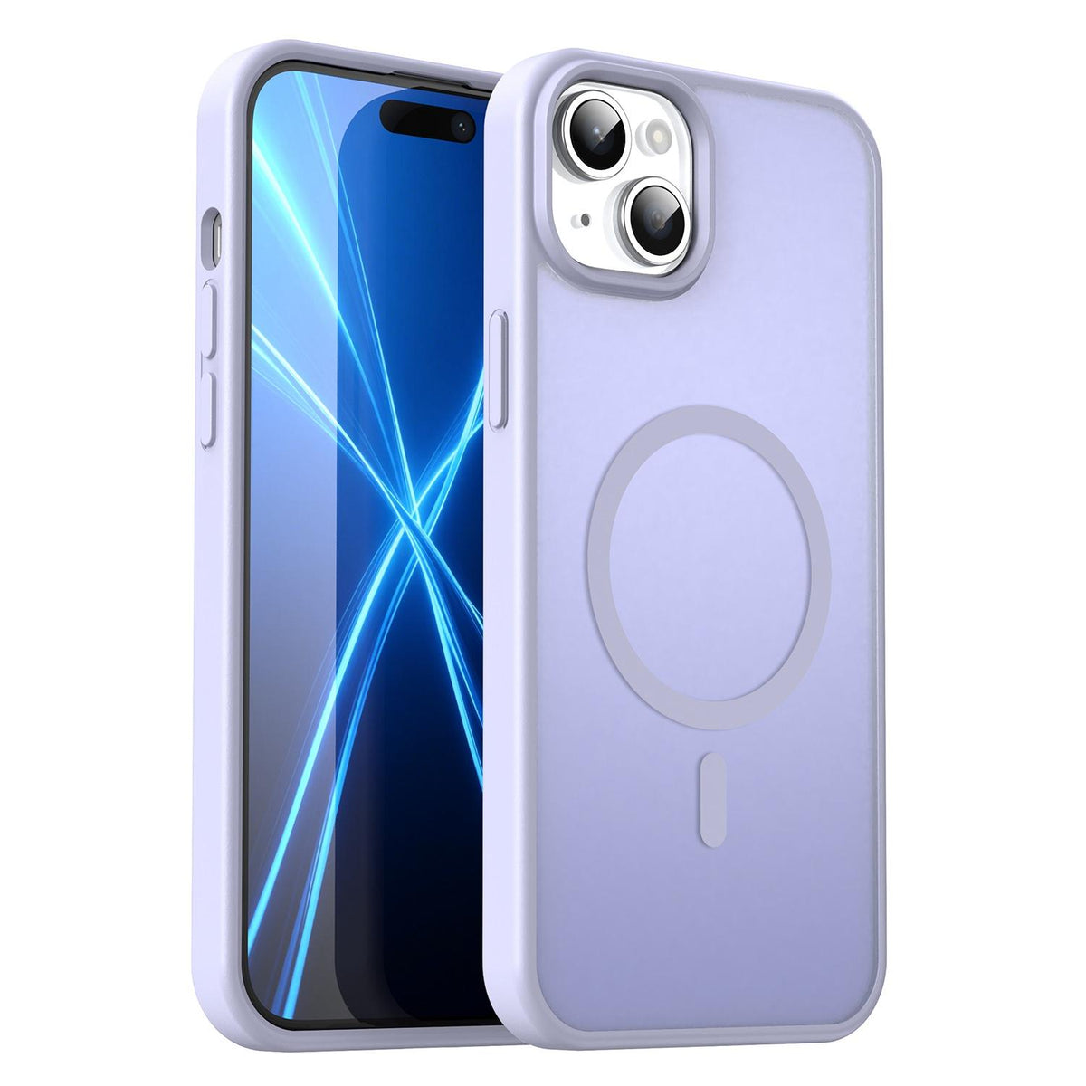 For iPhone 14 Plus Fanying Series Precision Camera Hole PC Hybrid TPU Translucent Frosted Magnetic Phone Case - Lavender - EDA009893305H