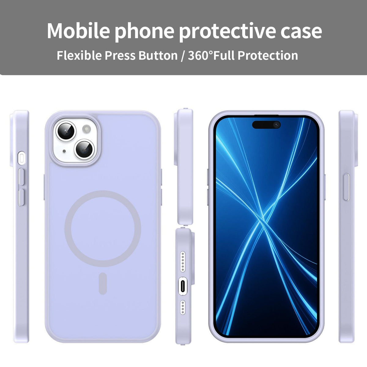 For iPhone 14 Plus Fanying Series Precision Camera Hole PC Hybrid TPU Translucent Frosted Magnetic Phone Case - Lavender - EDA009893305H