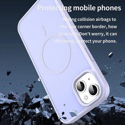 For iPhone 14 Plus Fanying Series Precision Camera Hole PC Hybrid TPU Translucent Frosted Magnetic Phone Case - Lavender - EDA009893305H