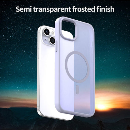 For iPhone 14 Plus Fanying Series Precision Camera Hole PC Hybrid TPU Translucent Frosted Magnetic Phone Case - Lavender - EDA009893305H