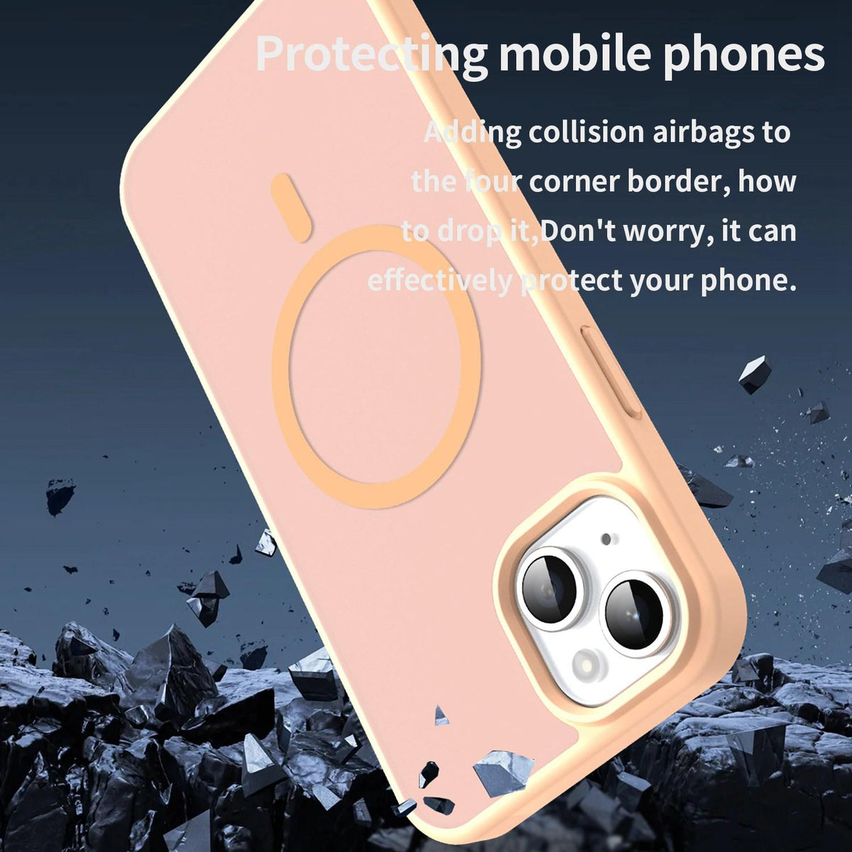 For iPhone 14 Plus Fanying Series Precision Camera Hole PC Hybrid TPU Translucent Frosted Magnetic Phone Case - Rouge Powder - EDA009893305I