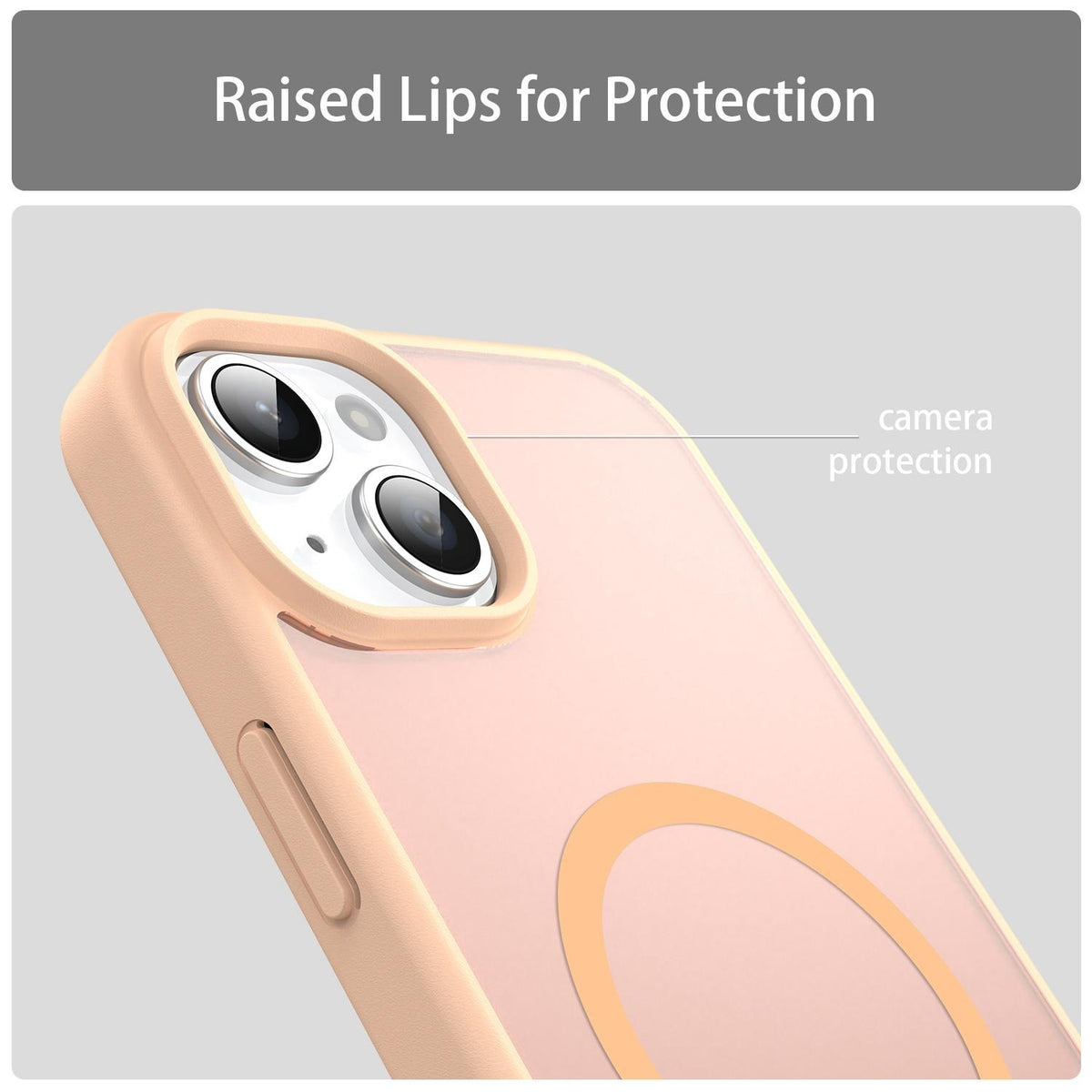 For iPhone 14 Plus Fanying Series Precision Camera Hole PC Hybrid TPU Translucent Frosted Magnetic Phone Case - Rouge Powder - EDA009893305I