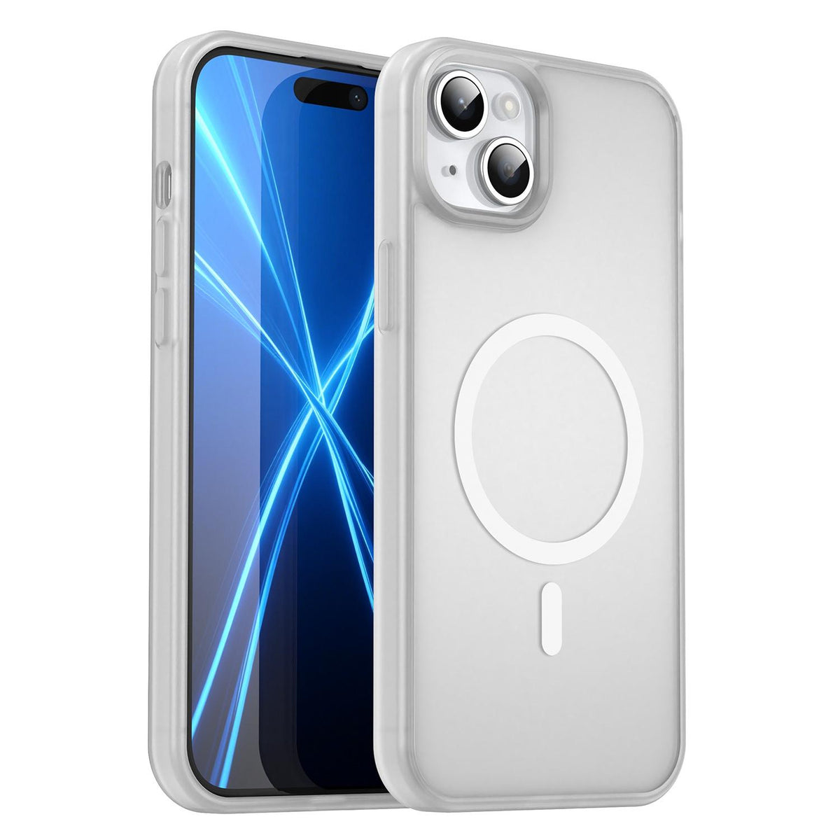 For iPhone 14 Plus Fanying Series Precision Camera Hole PC Hybrid TPU Translucent Frosted Magnetic Phone Case - Matte White - EDA009893305J