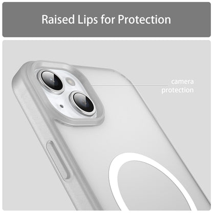 For iPhone 14 Plus Fanying Series Precision Camera Hole PC Hybrid TPU Translucent Frosted Magnetic Phone Case - Matte White - EDA009893305J