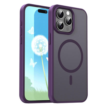 For iPhone 15 Pro Max Fanying Series Precision Camera Hole PC Hybrid TPU Translucent Frosted Magnetic Phone Case - Crystal Purple - EDA009893309B