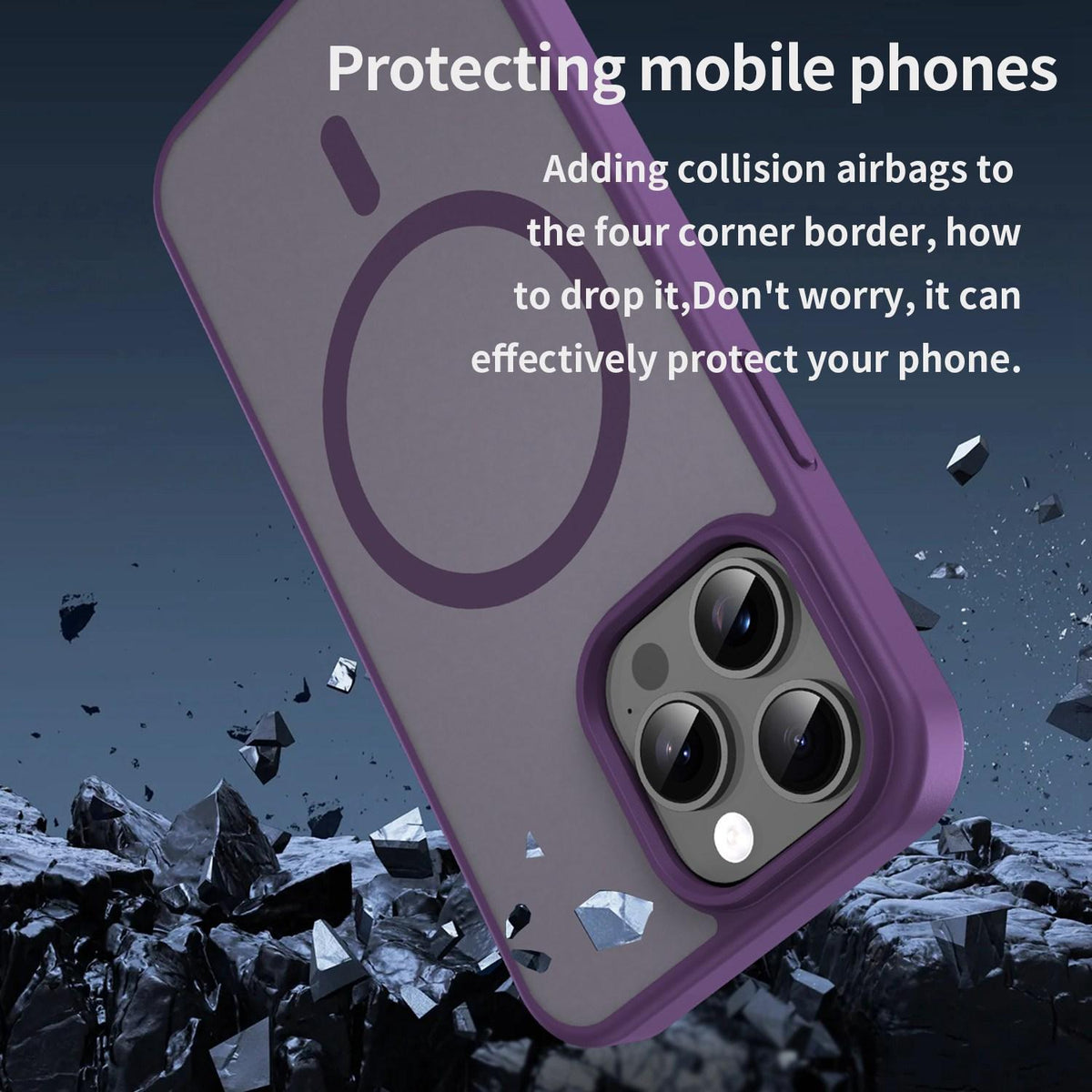 For iPhone 15 Pro Max Fanying Series Precision Camera Hole PC Hybrid TPU Translucent Frosted Magnetic Phone Case - Crystal Purple - EDA009893309B