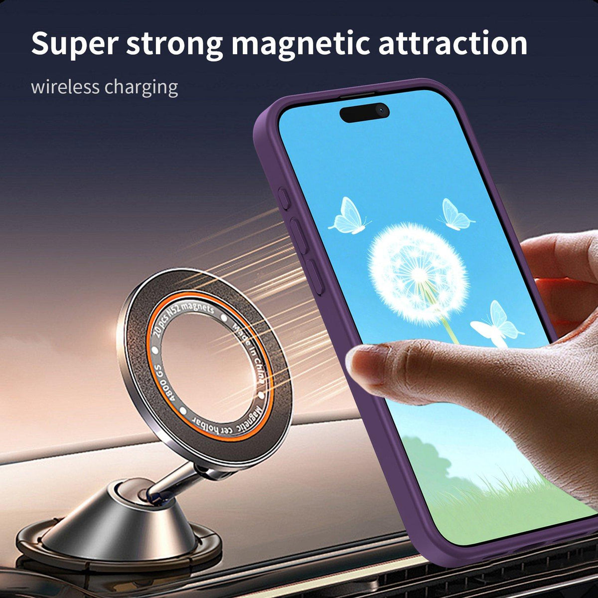 For iPhone 15 Pro Max Fanying Series Precision Camera Hole PC Hybrid TPU Translucent Frosted Magnetic Phone Case - Crystal Purple - EDA009893309B