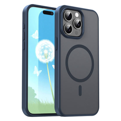 For iPhone 15 Pro Max Fanying Series Precision Camera Hole PC Hybrid TPU Translucent Frosted Magnetic Phone Case - Cyan Blue - EDA009893309C