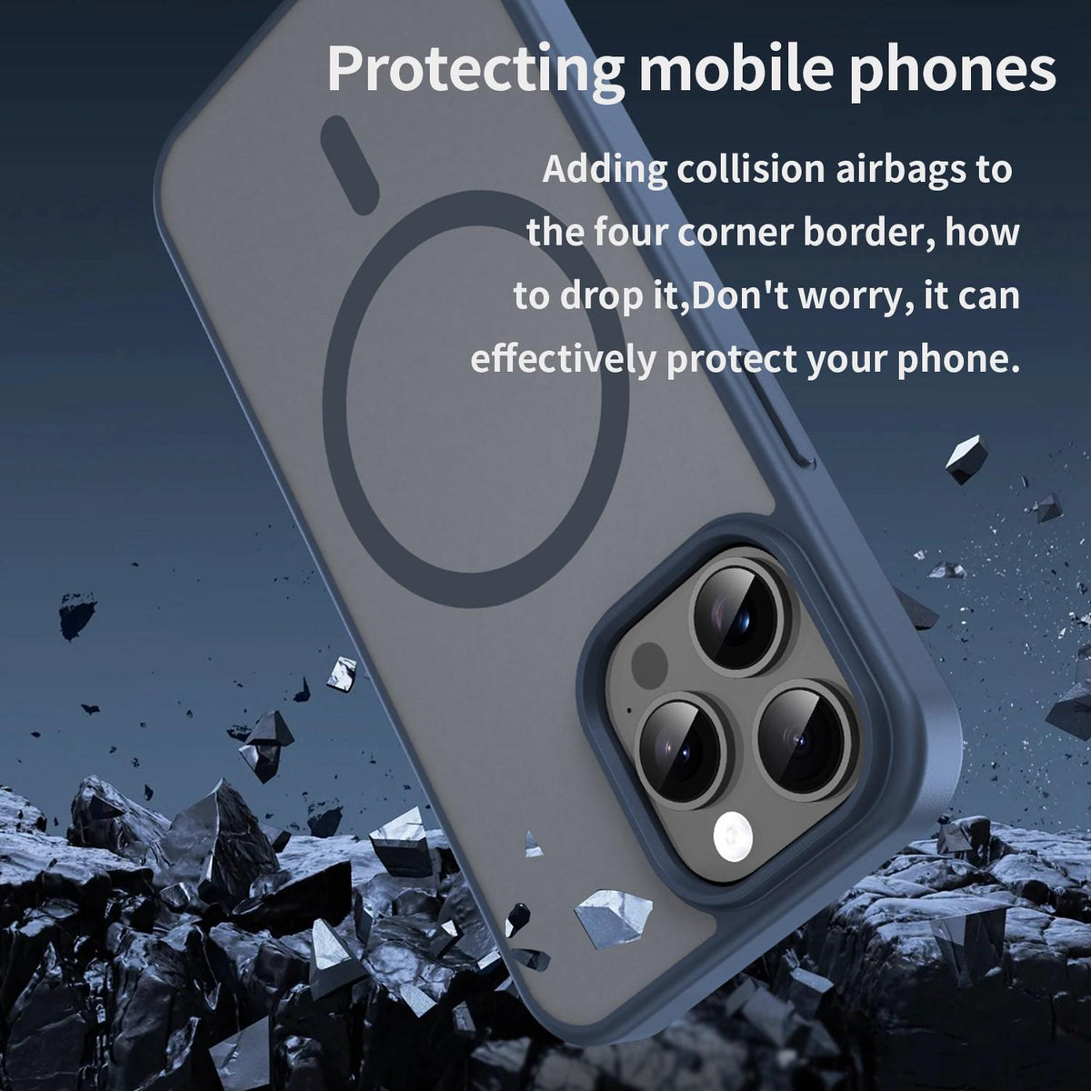 For iPhone 15 Pro Max Fanying Series Precision Camera Hole PC Hybrid TPU Translucent Frosted Magnetic Phone Case - Cyan Blue - EDA009893309C