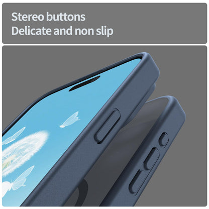 For iPhone 15 Pro Max Fanying Series Precision Camera Hole PC Hybrid TPU Translucent Frosted Magnetic Phone Case - Cyan Blue - EDA009893309C