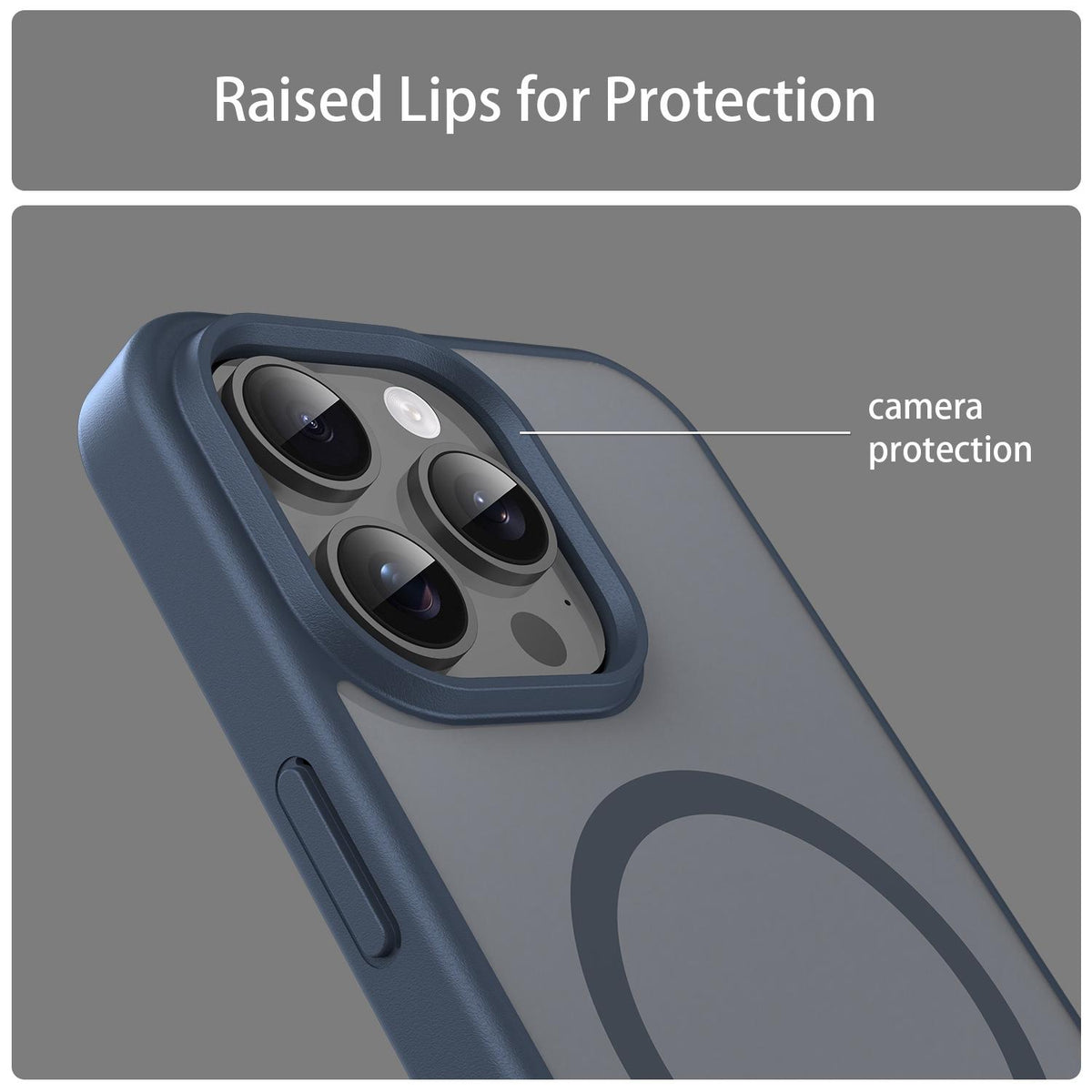 For iPhone 15 Pro Max Fanying Series Precision Camera Hole PC Hybrid TPU Translucent Frosted Magnetic Phone Case - Cyan Blue - EDA009893309C