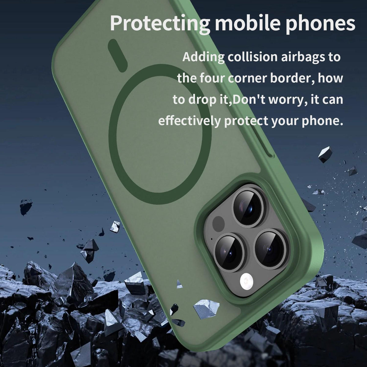 For iPhone 15 Pro Max Fanying Series Precision Camera Hole PC Hybrid TPU Translucent Frosted Magnetic Phone Case - Olive Green - EDA009893309D