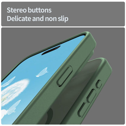 For iPhone 15 Pro Max Fanying Series Precision Camera Hole PC Hybrid TPU Translucent Frosted Magnetic Phone Case - Olive Green - EDA009893309D
