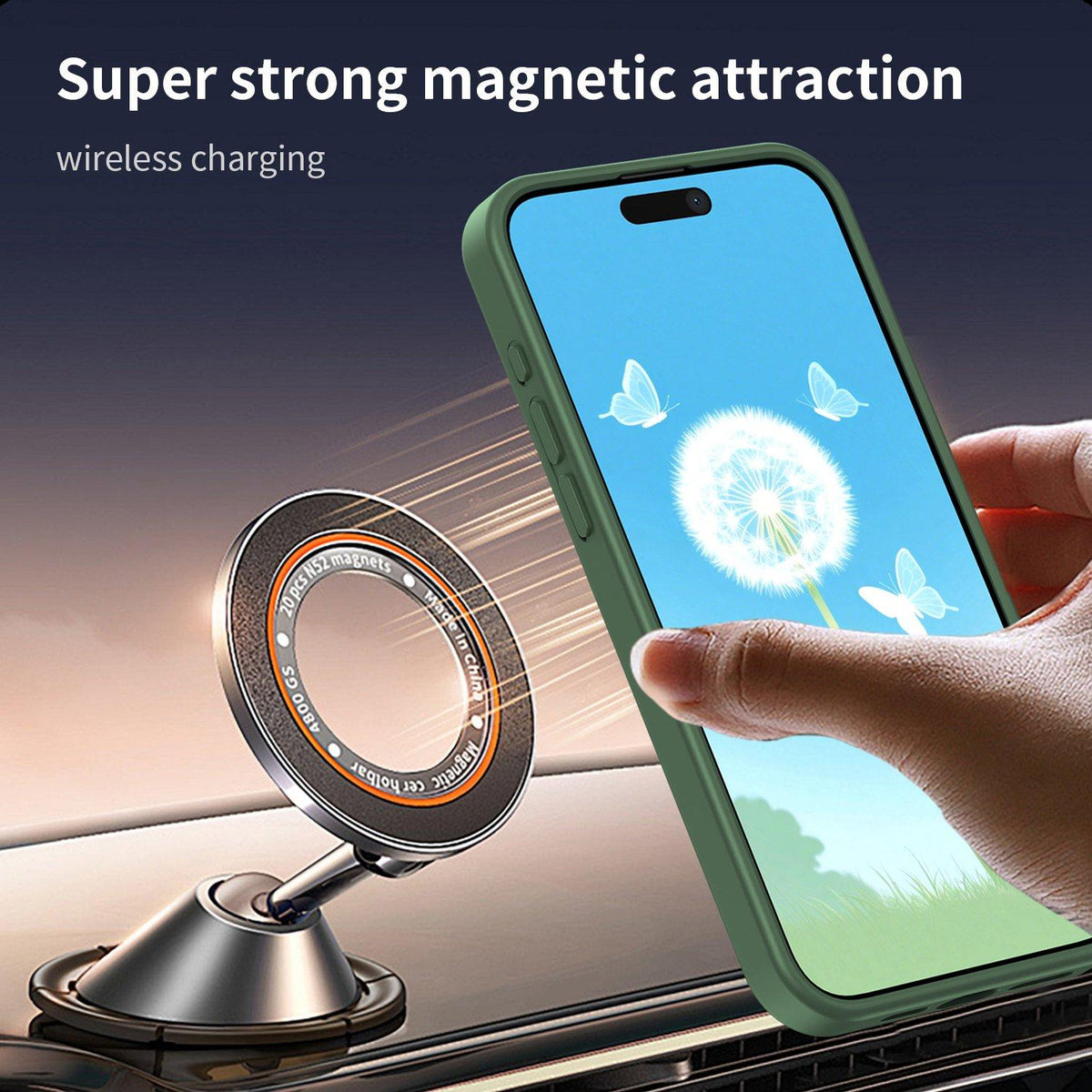 For iPhone 15 Pro Max Fanying Series Precision Camera Hole PC Hybrid TPU Translucent Frosted Magnetic Phone Case - Olive Green - EDA009893309D