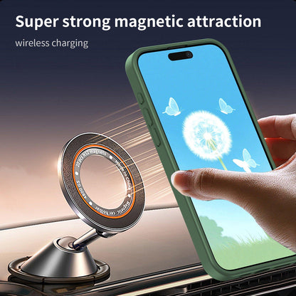 For iPhone 15 Pro Max Fanying Series Precision Camera Hole PC Hybrid TPU Translucent Frosted Magnetic Phone Case - Olive Green - EDA009893309D
