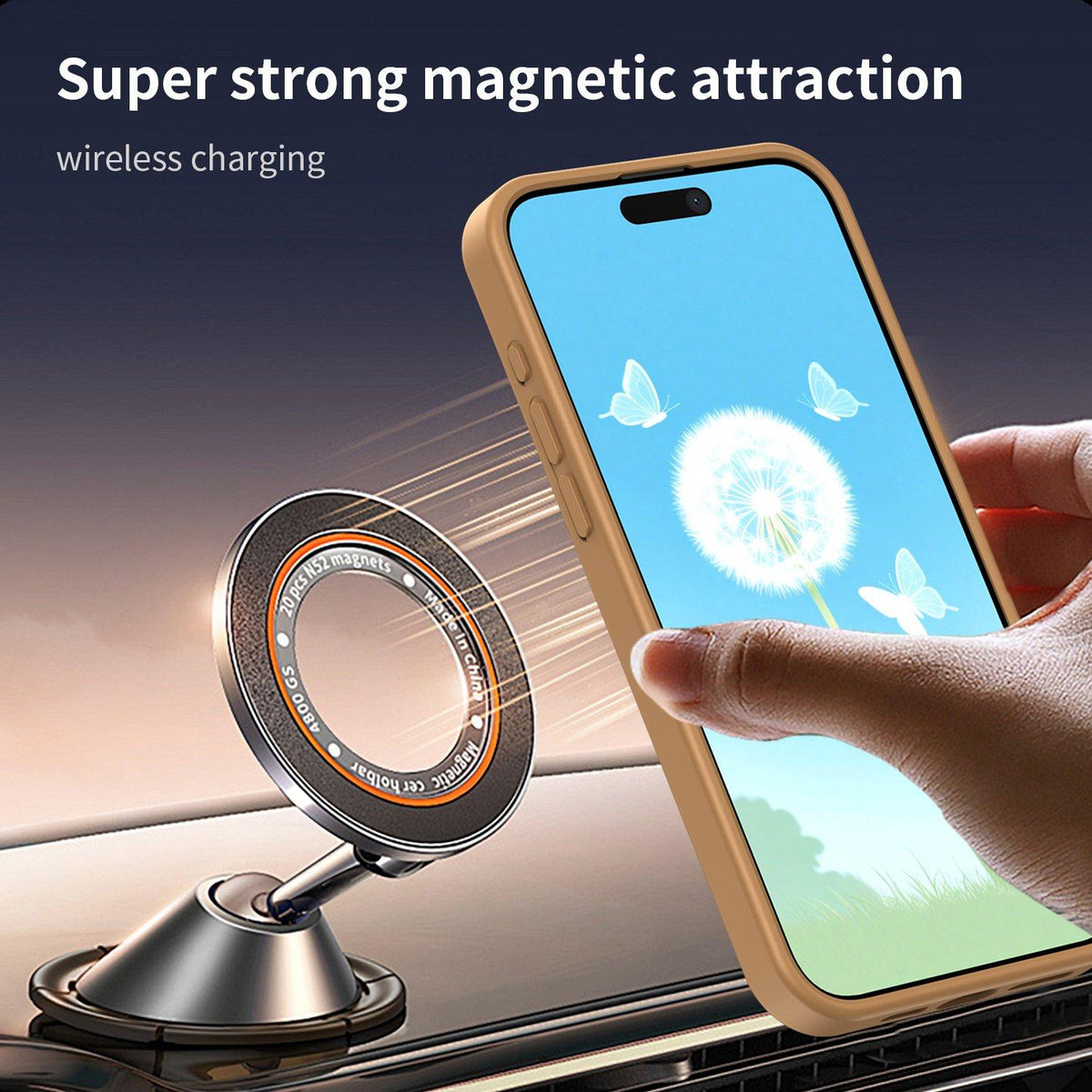 For iPhone 15 Pro Max Fanying Series Precision Camera Hole PC Hybrid TPU Translucent Frosted Magnetic Phone Case - Desert Gold - EDA009893309G