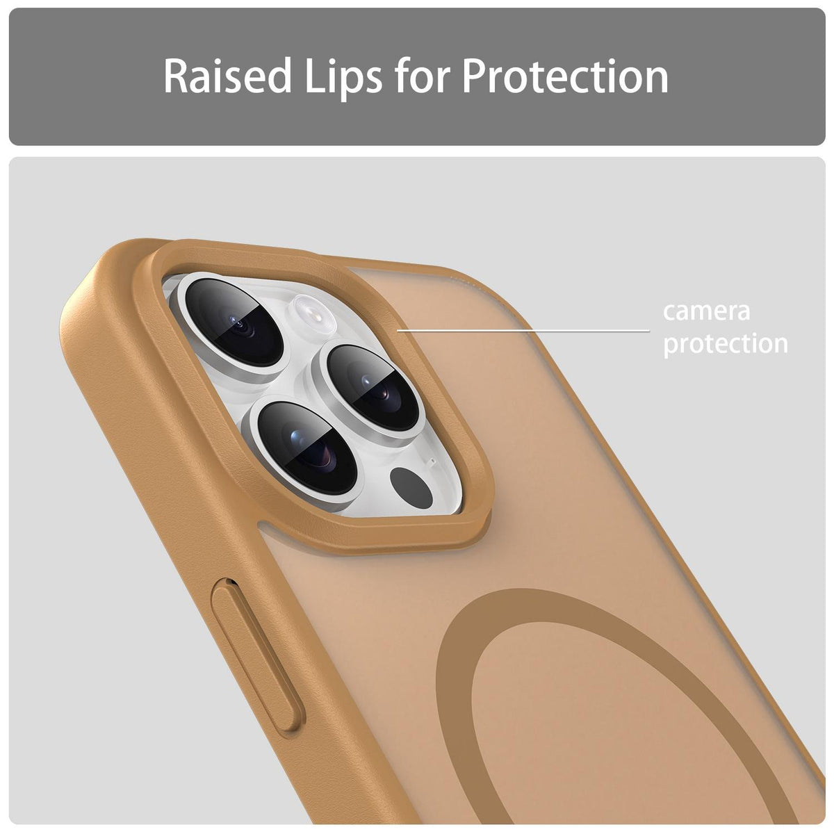 For iPhone 15 Pro Max Fanying Series Precision Camera Hole PC Hybrid TPU Translucent Frosted Magnetic Phone Case - Desert Gold - EDA009893309G