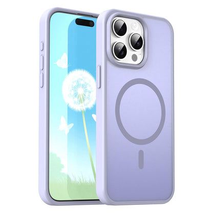 For iPhone 15 Pro Max Fanying Series Precision Camera Hole PC Hybrid TPU Translucent Frosted Magnetic Phone Case - Lavender - EDA009893309H